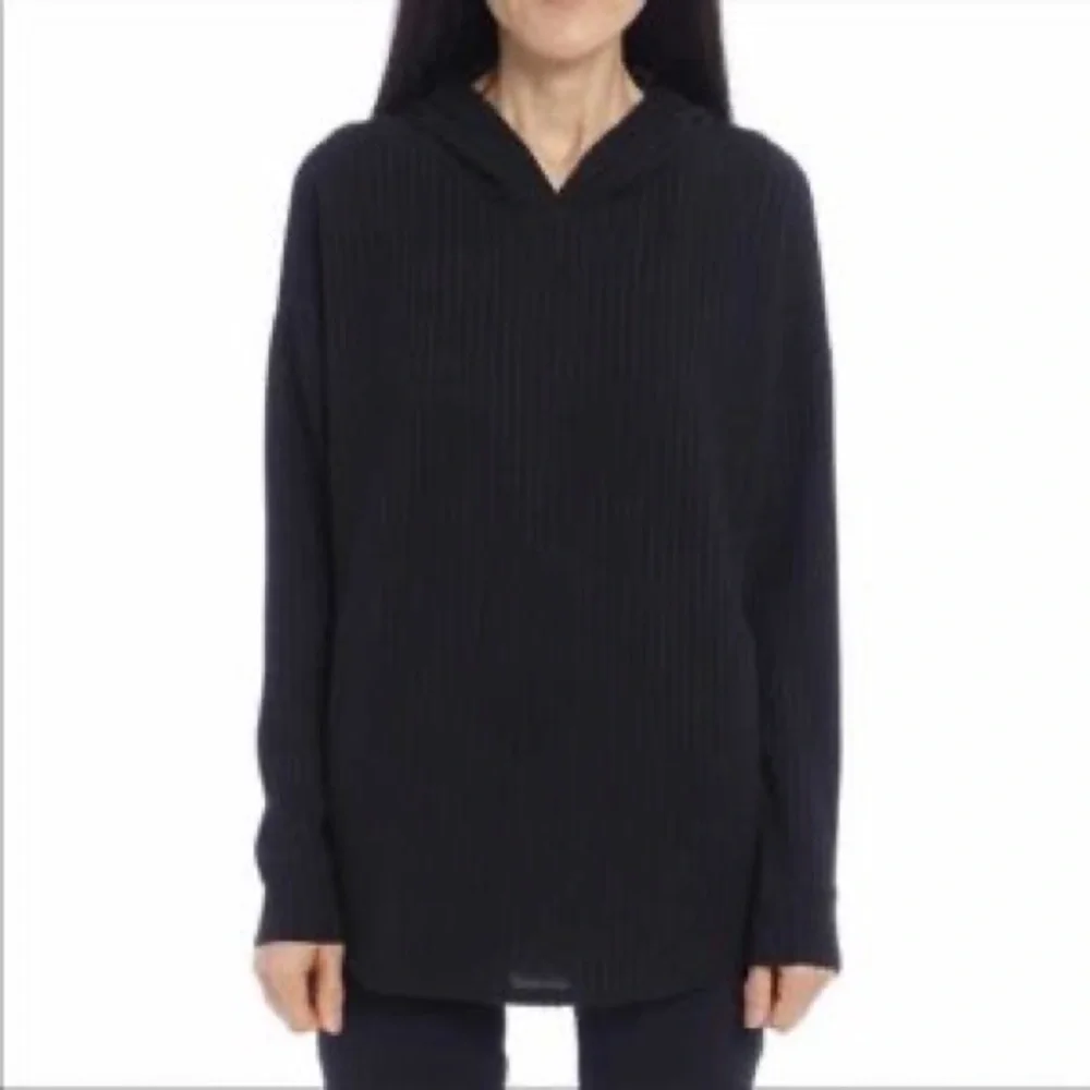 Chaser black waffle knit circle knit thermal lounge hoodie size S